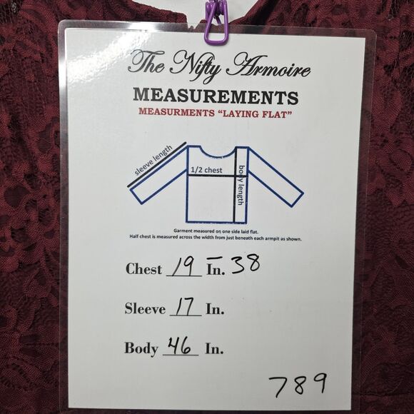 DRESSYSTAR Midi A-line Dress Lace Overlay Fit and Flare Burgandy 3/4 Sleeves XL - Picture 11 of 11